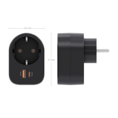 Regleta de Pared Multifuncion con 1 Toma + 1xUSB-C 20W PD3.0 - 1xUSB-A 20W QC3.0